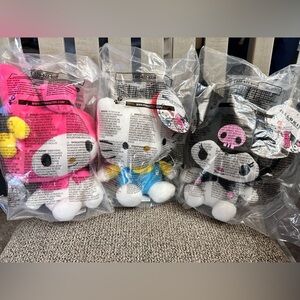 Sanrio 7” Plush Bundle, Hello Kitty, My Melody and Kuromi - NWT